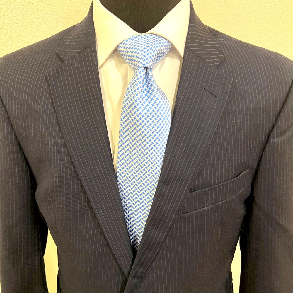 TOMMY HILFIGER PINSTRIPE SUIT BLUE MEN 40S/37W/28L - Picture 7 of 9
